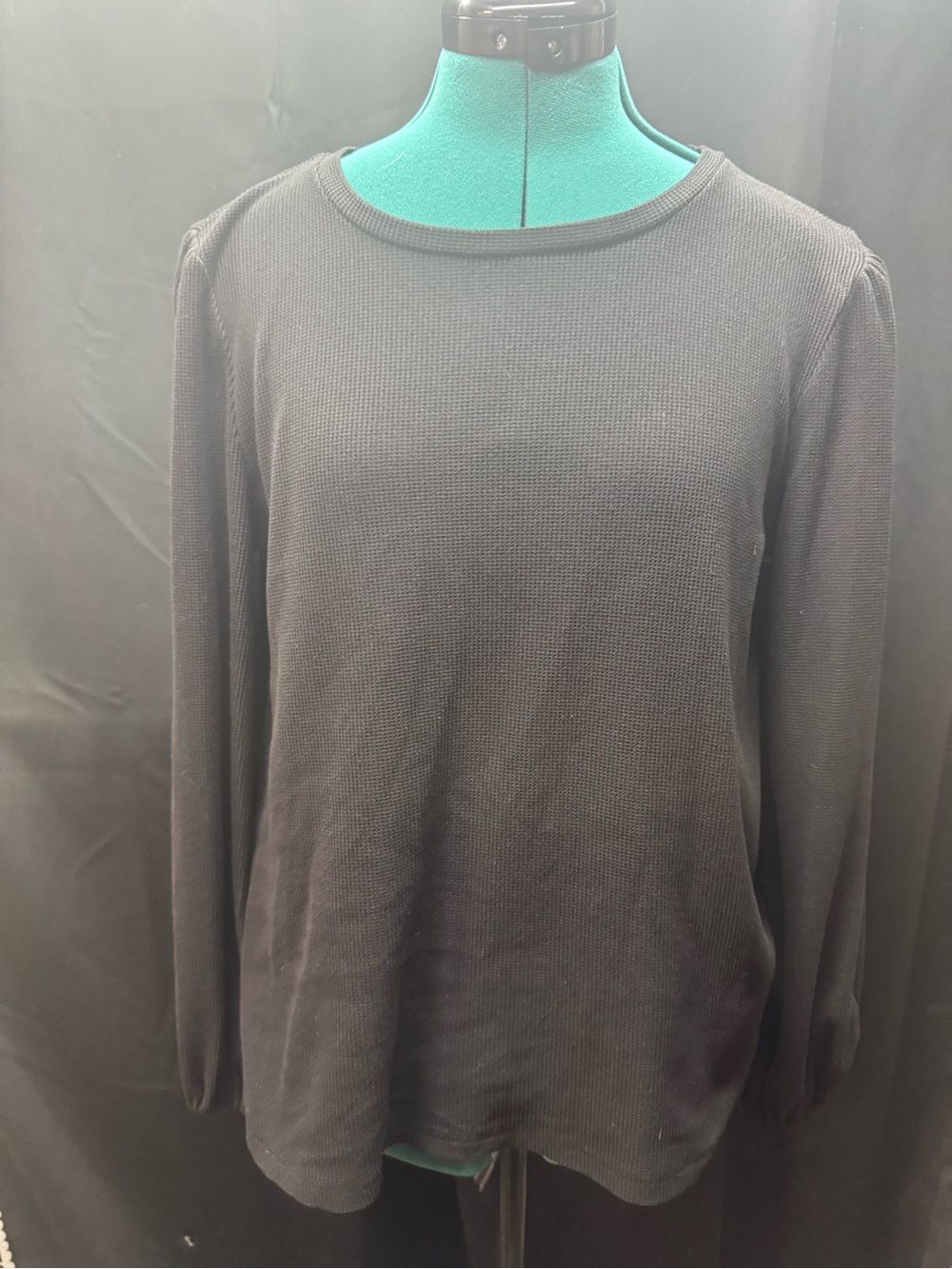 LC Lauren Conrad Black Long-Sleeve Waffle Knit Crew